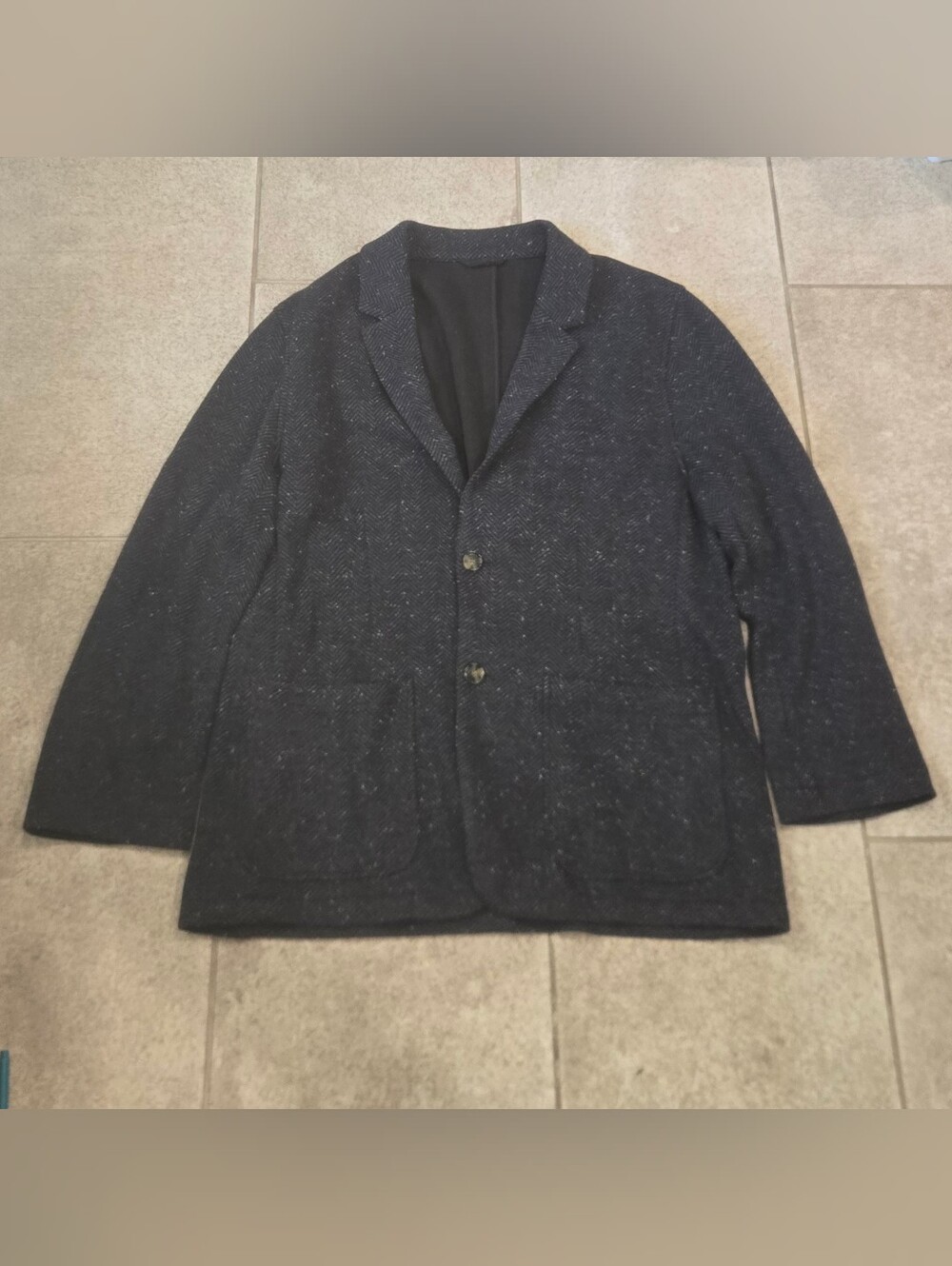Marine Layer Pacifica Stretch Twill Blazer Dark Herringbone Knit Men's Large